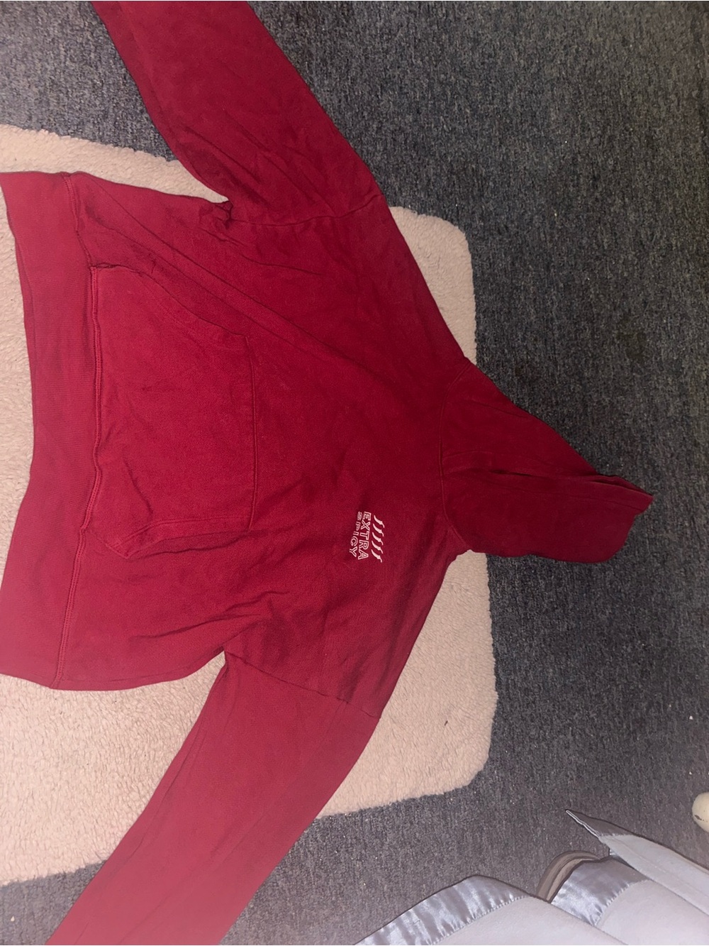 Victoria secrets Maroon Pullover Hoodie with Small White Logo “extra spicy”